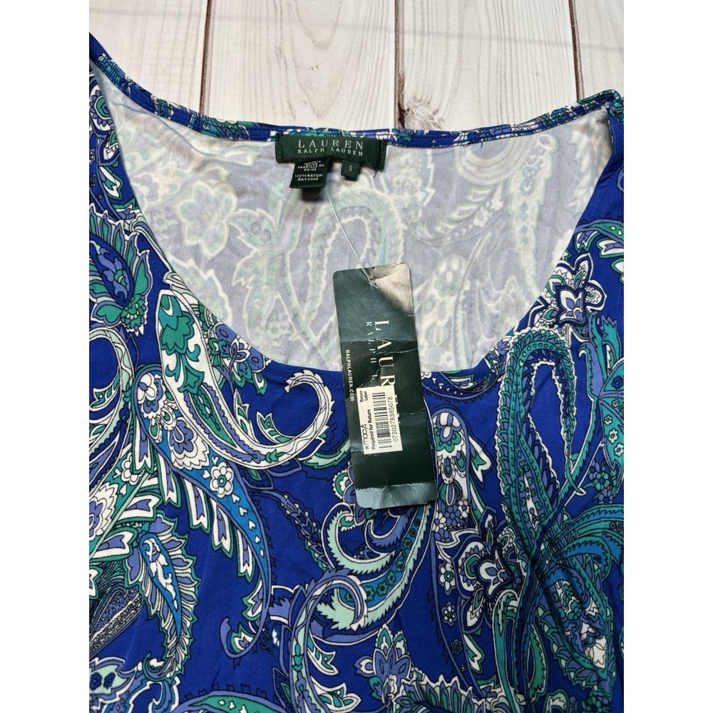 NWT Ralph Lauren Women’s Blue Sleeveless Midi Dress Paisley Print Small - Picture 4 of 6